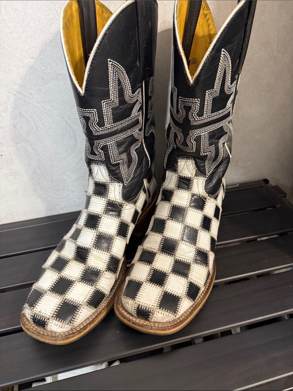 TinHaul Checkerboard Cowboy Boots - Picture 2 of 3